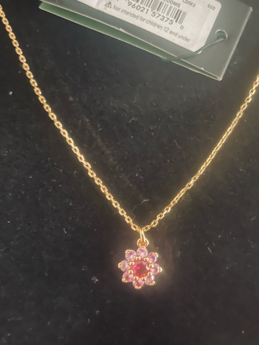 KATE SPADE  Gold-Tone Necklace with Pink and Red Floral Charm